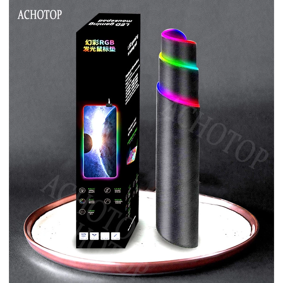 Anime Demon Slayer Mousepad Gaming Mouse Pad RGB LED Gamer Mat Computer Desk Padmouse Keyboard