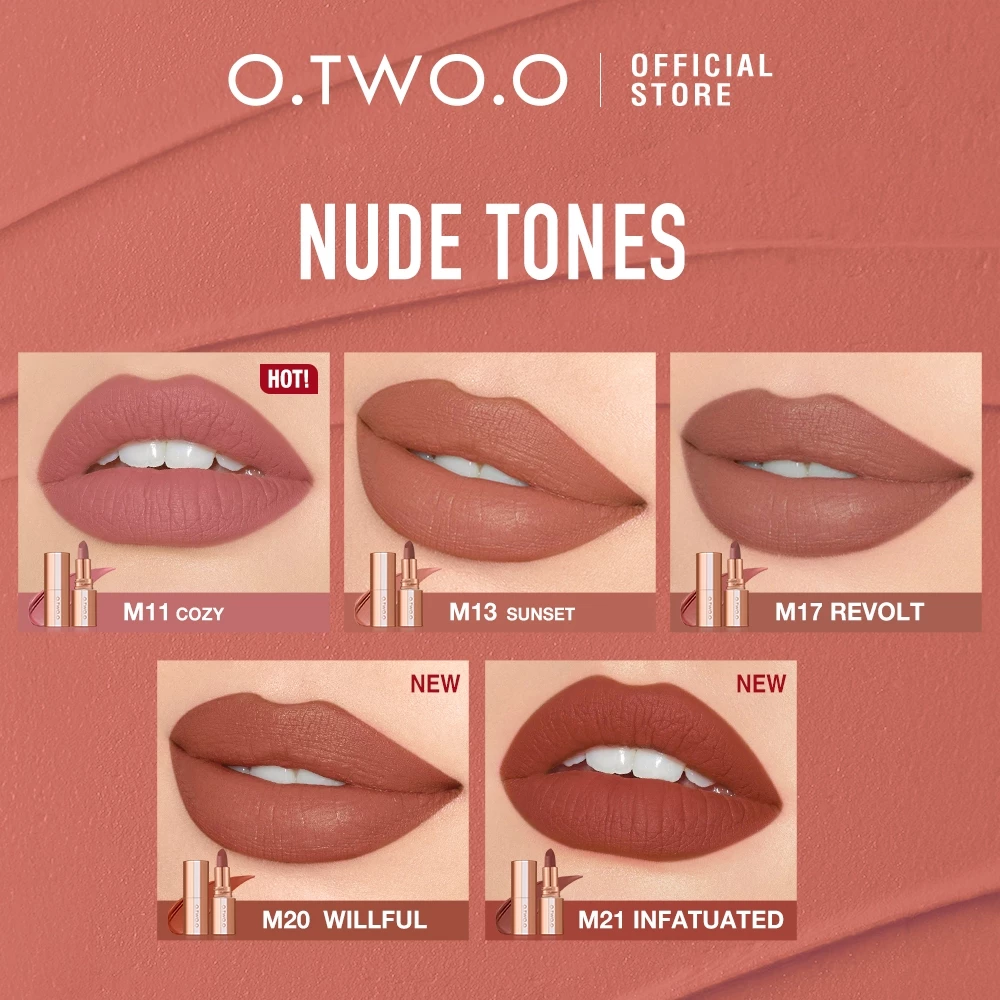 O.TWO.O Lipstick Matte Waterproof Gincu Kalis Air 11 Warna