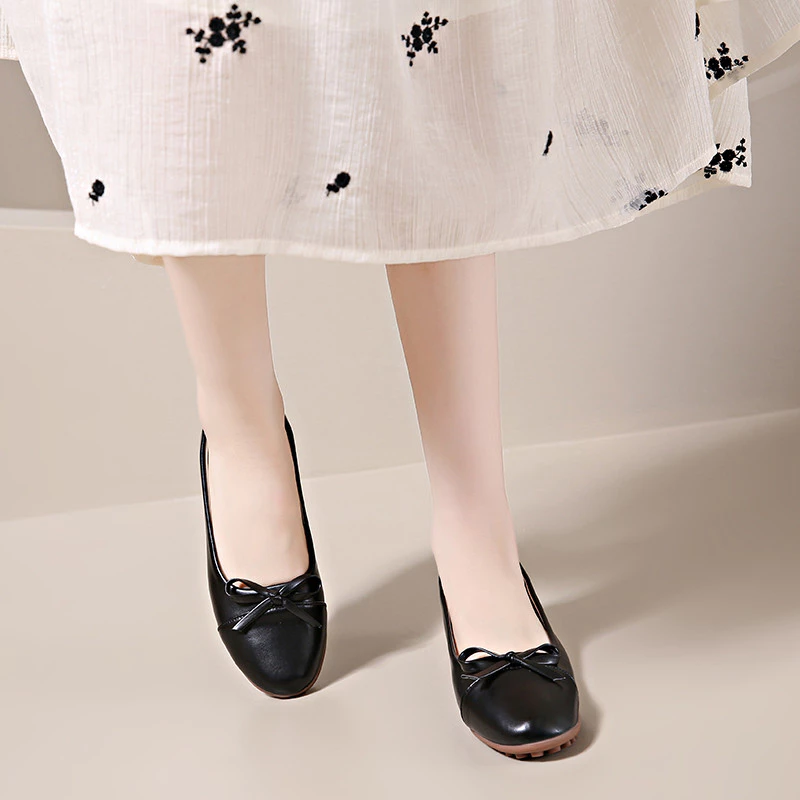 Atikota Classic Bowknot Versatile Round-Toe Women Flat Shoes