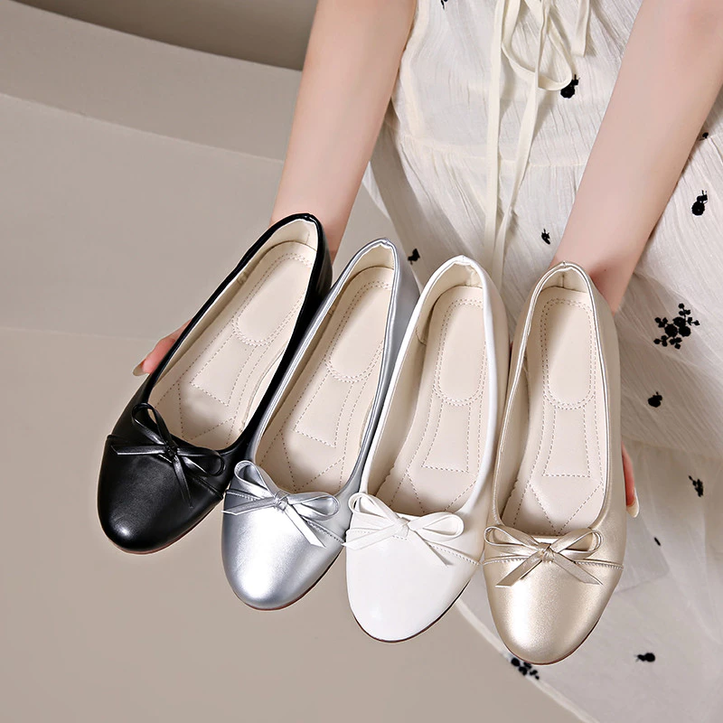 Atikota Classic Bowknot Versatile Round-Toe Women Flat Shoes