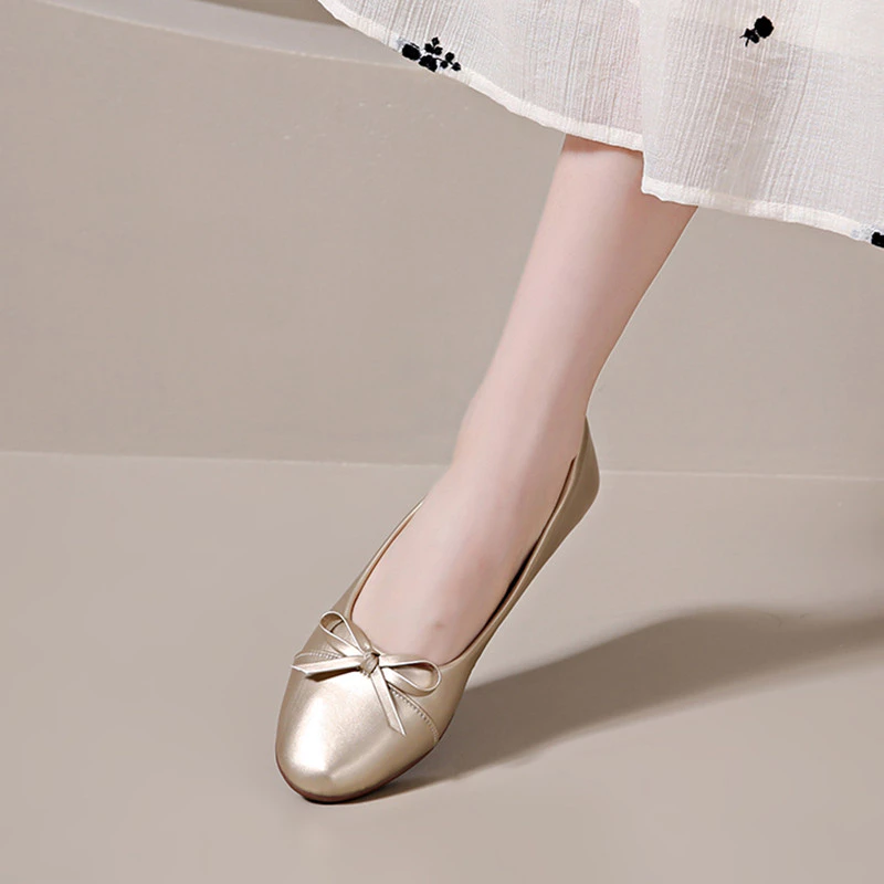 Atikota Classic Bowknot Versatile Round-Toe Women Flat Shoes