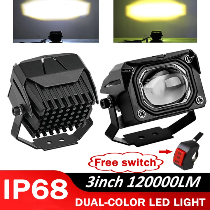 2PCs Mini Light Spotlight 3INCH 12000LM Flood 12V 24V Dual-color 6000K 3000K Offroad LED Light Bar For Trucks 4X4 4WD SUV