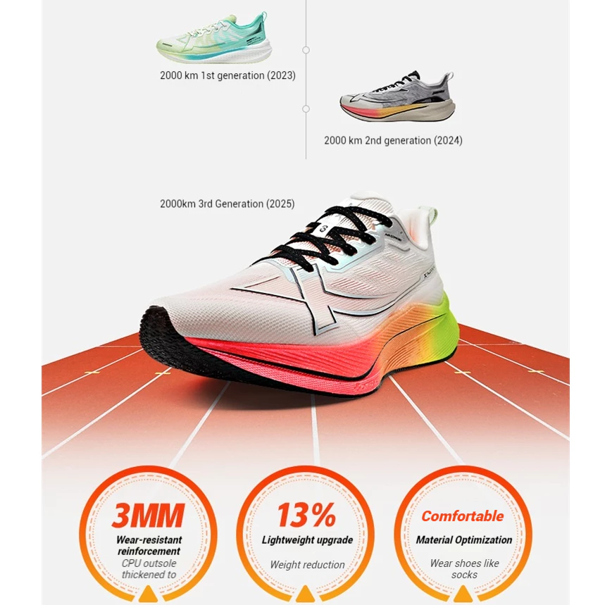 XTEP Sneakers 2000KM 3.0 Men Running Shoes Rebound Support Professional Cushioning Shock Absorption Women Sneakers Shoes