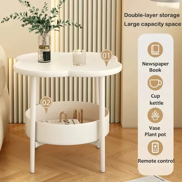 OTA Four Leaf Tea Maja Sisi Table Side Table Double Layer Bedside Table