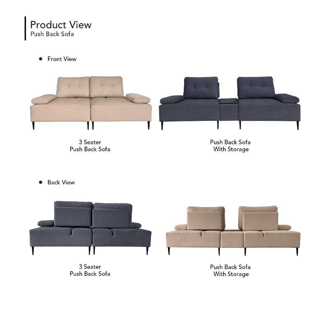 HOMURA Furniture DARREN Push Back EASY CLEAN Sofa Push back Pocket Spring Sofa