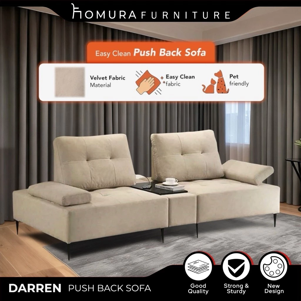HOMURA Furniture DARREN Push Back EASY CLEAN Sofa Push back Pocket Spring Sofa