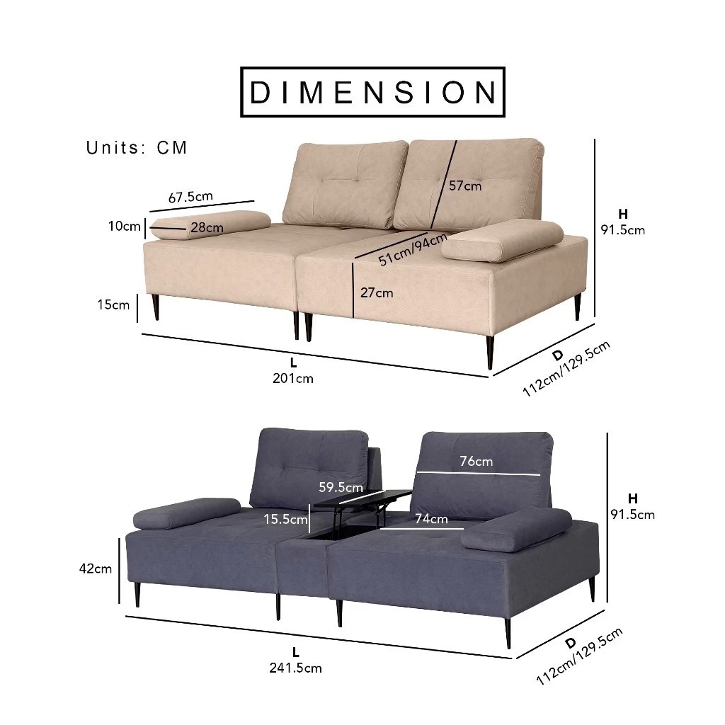 HOMURA Furniture DARREN Push Back EASY CLEAN Sofa Push back Pocket Spring Sofa