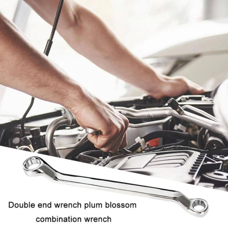 CRV Double Offset Ring Spanner Anti Corrosion 45 Degree Double Ended Dual Head Box End Wrench Garage Workshop Car Repair Tool