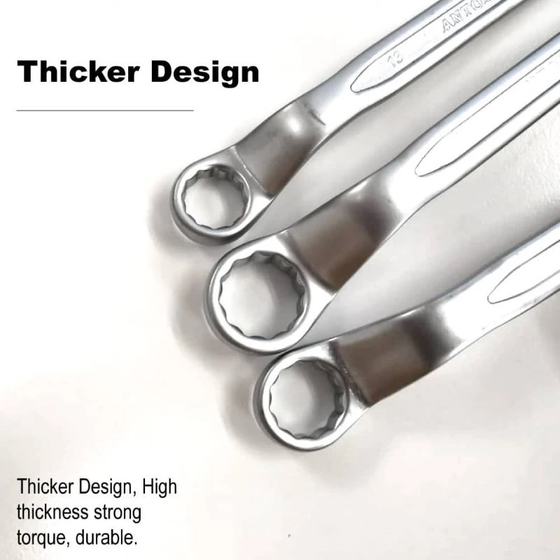 CRV Double Offset Ring Spanner Anti Corrosion 45 Degree Double Ended Dual Head Box End Wrench Garage Workshop Car Repair Tool