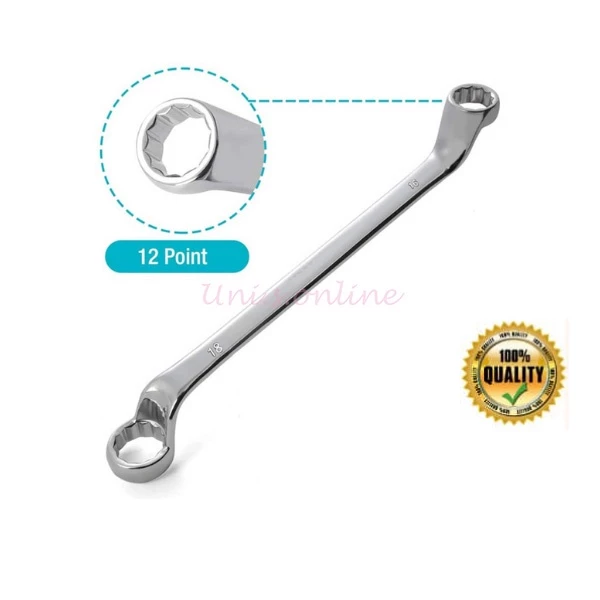 CRV Double Offset Ring Spanner Anti Corrosion 45 Degree Double Ended Dual Head Box End Wrench Garage Workshop Car Repair Tool
