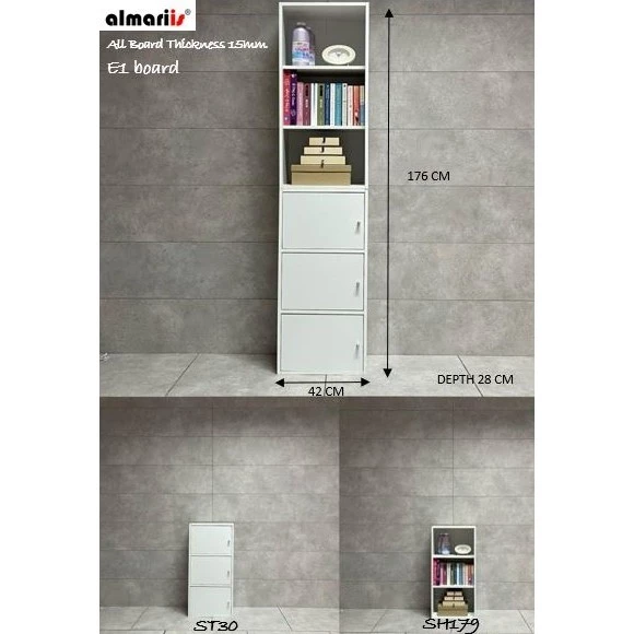 3 DOOR STORAGE UNIT / 3 COMPARTMENT SHELF WITH DOOR