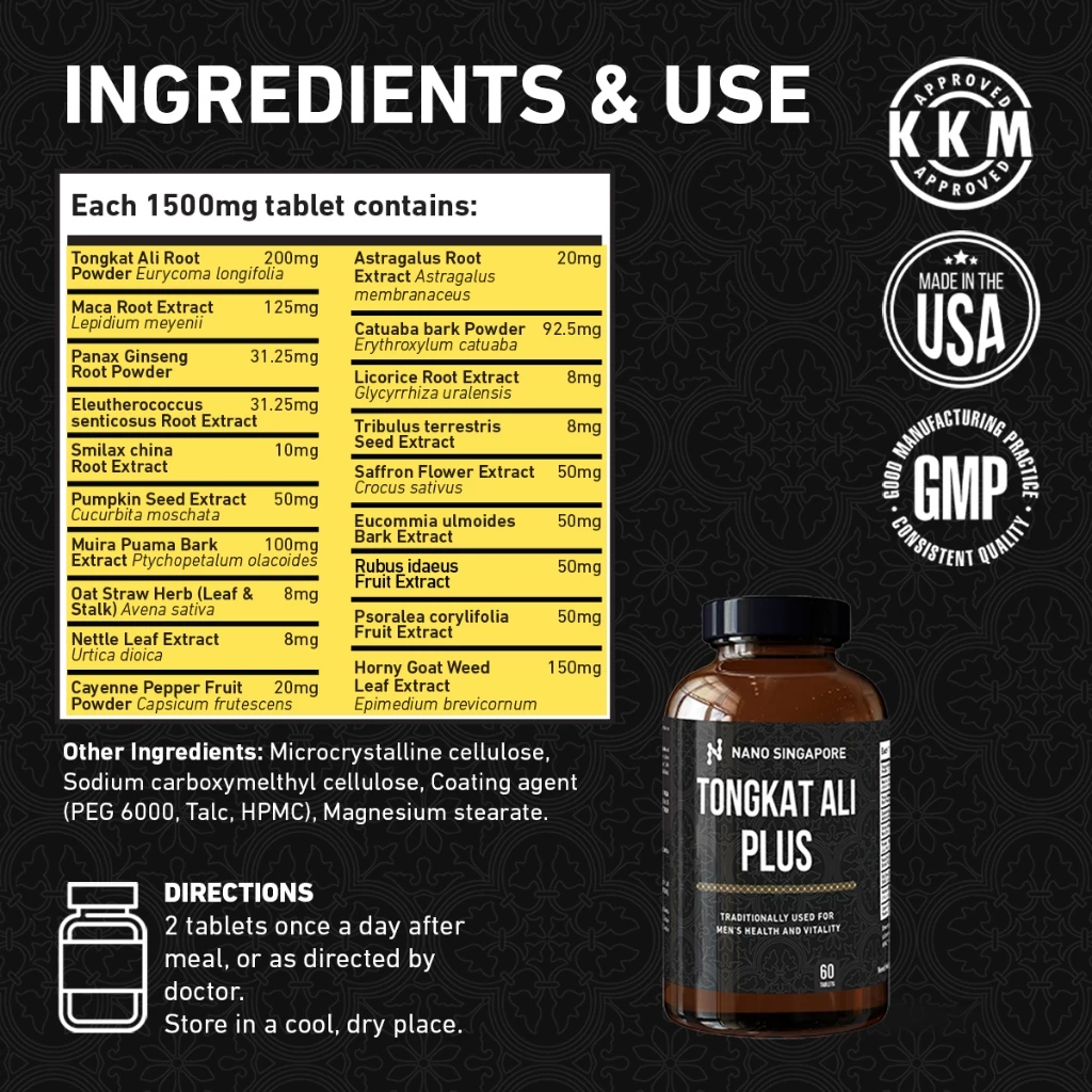 Nano Singapore Men’s Power & Vitality Combo – Tongkat Ali Plus, Multivitamin, Omega 3 for Energy, Performance & Strength