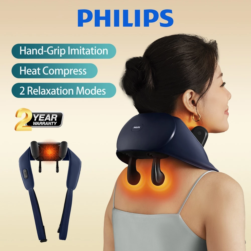 Philips Neck and Shoulder Massager with Heat Compress Hand-Simulated Kneading Neck Pain Relief mesin urut leher dan bahu
