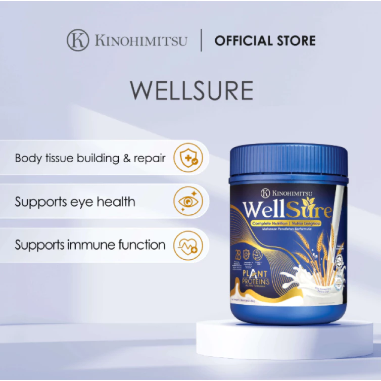 Kinohimitsu Wellsure 850g Minuman Protein Tumbuhan Seharian