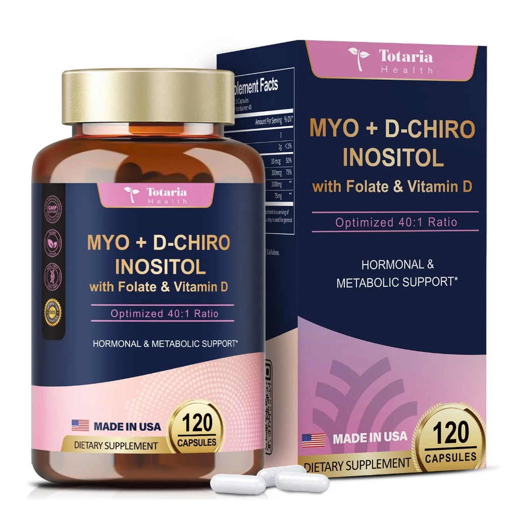 Totaria Inositol Capsule Myo D Chiro Inositol Ovarian With Vitamin D3 Health Hormonal Balance For Men Women Liver Health