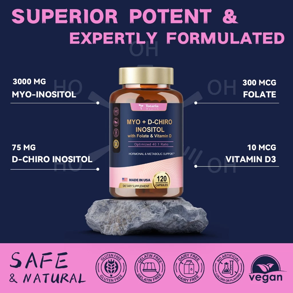 Totaria Inositol Capsule Myo D Chiro Inositol Ovarian With Vitamin D3 Health Hormonal Balance For Men Women Liver Health