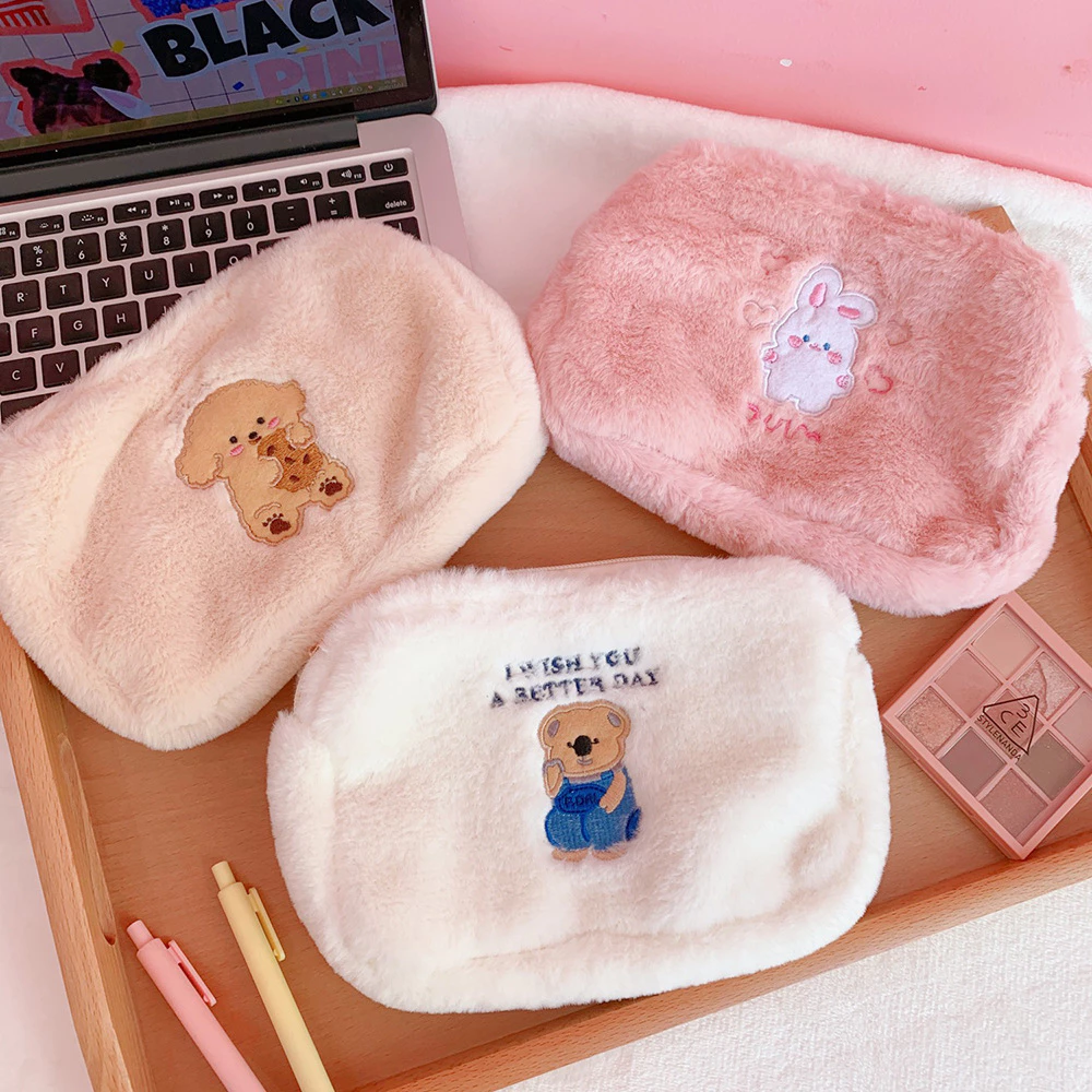 YoYo Cosmetic Bag Cartoon Bear Plush Cute Girl Ins Korea Japan