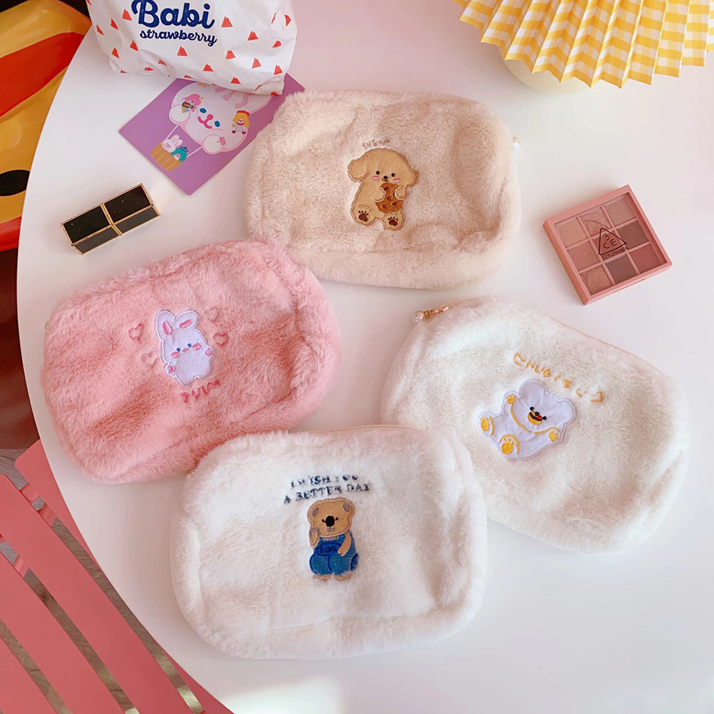 YoYo Cosmetic Bag Cartoon Bear Plush Cute Girl Ins Korea Japan