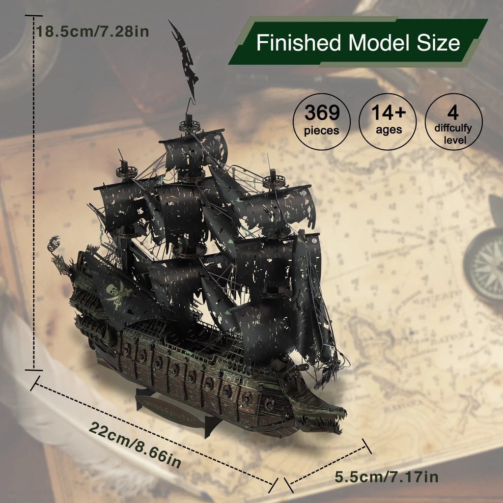 Piececool The Flying Dutchman 3D Metal Model Kits Pirate Ship Gift for Kids