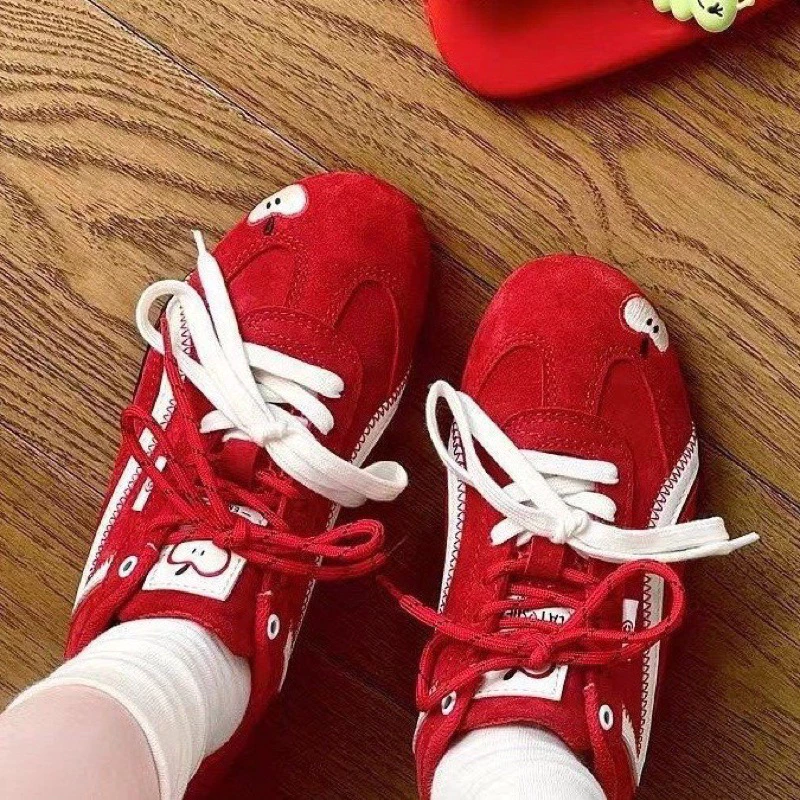 QCCC suede women's sneakers embroidered with lovely patterns SOPA fullbox shoes sneaker