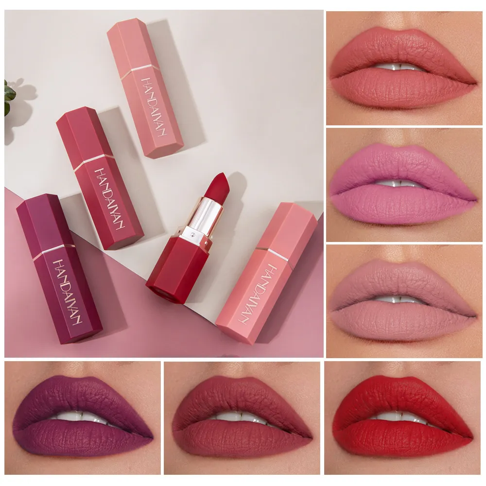 6 Colors Makeup Matte Lipstick Waterproof Long Lasting Lip Stick Sexy Red Pink Velvet Nude Lipsticks Women Gincu Kalis Air Tahan Lama Cosmetics