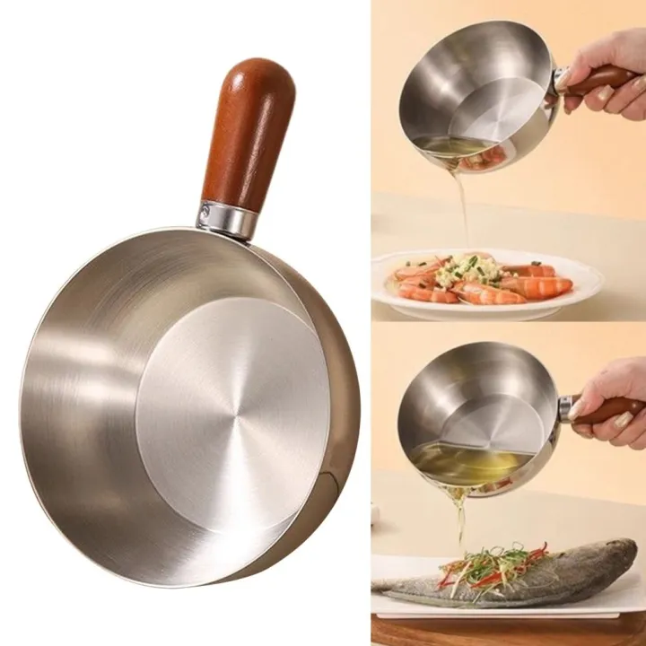 QUTZZMND Silver Complementary Food Pot 304 Stainless Steel Removable Handle Bowl Small Cookware Simple 0 Coating Mixing Bowl Housework