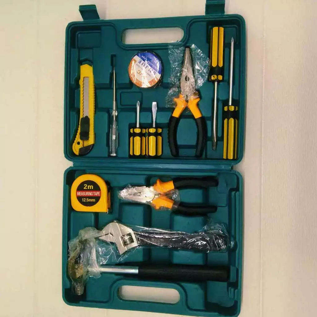 WORKING TOOL 13 PCS TOOLS SET Spanner Sets COMBINATION YL-8013 HARDWARE CAR HOME PACKAGE REPAIRING MULTIFUNCTION TOOLBOX KIT HAMMER SPANNER WRENCH TAPE METER REPAIRING TOOLS SCREW DRIVER SET