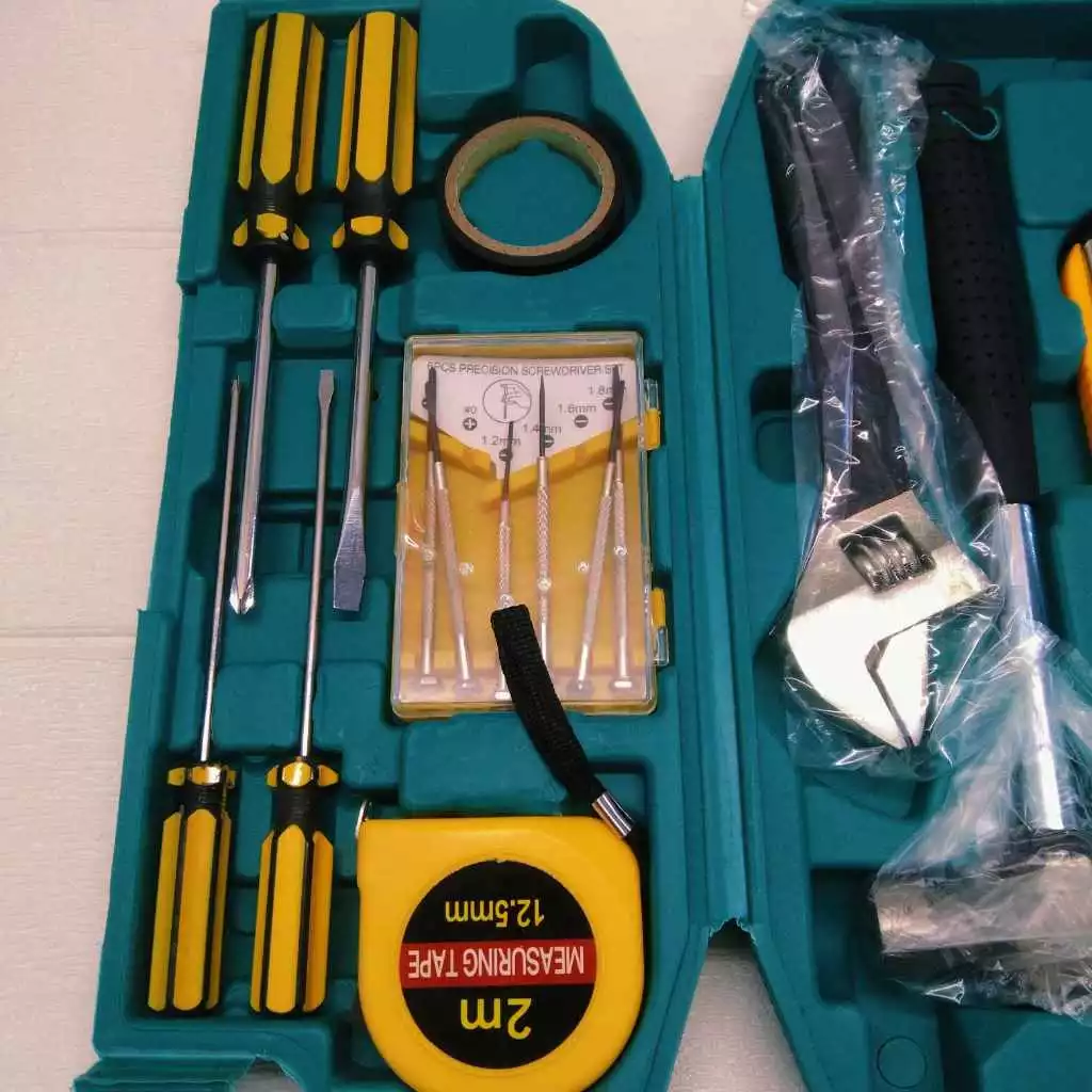 WORKING TOOL 13 PCS TOOLS SET Spanner Sets COMBINATION YL-8013 HARDWARE CAR HOME PACKAGE REPAIRING MULTIFUNCTION TOOLBOX KIT HAMMER SPANNER WRENCH TAPE METER REPAIRING TOOLS SCREW DRIVER SET