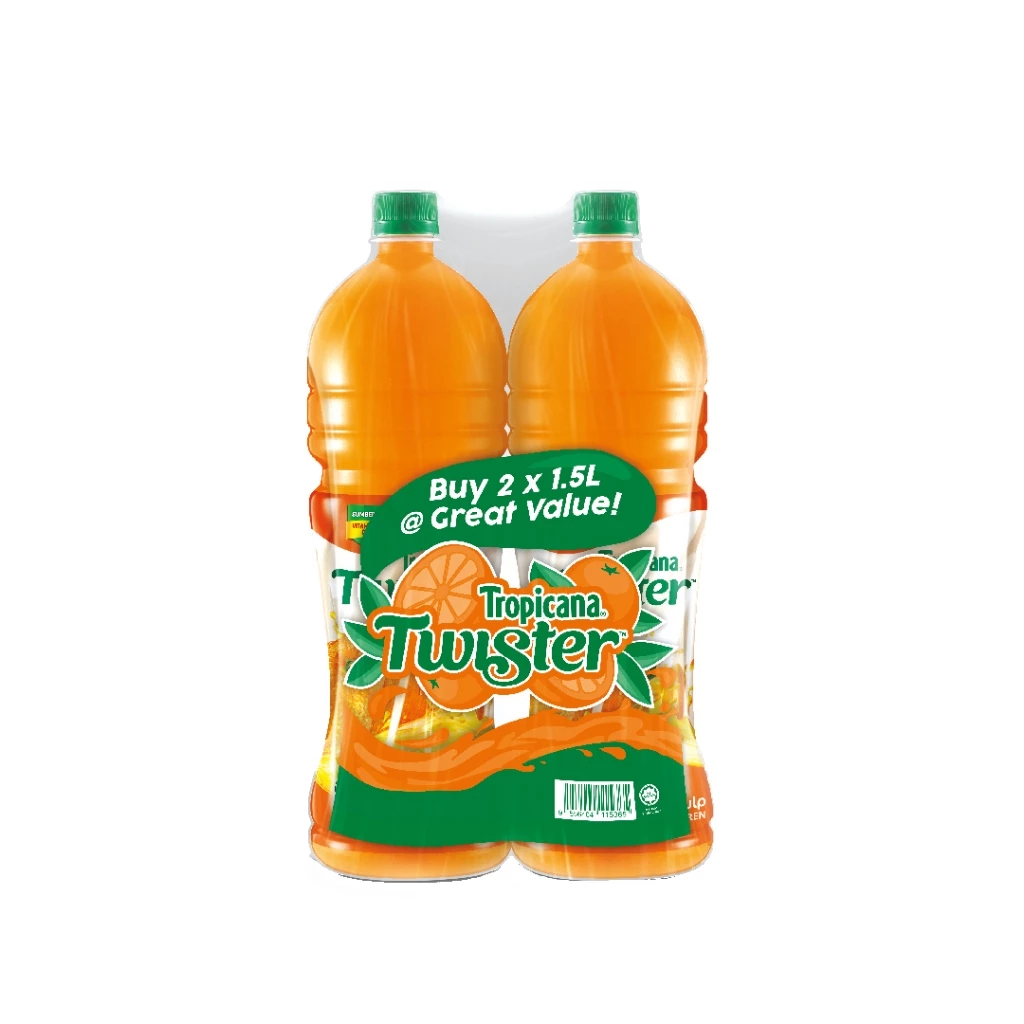 Tropicana Twister Sealed Orange Cluster (1.5L x 2 Bottles)