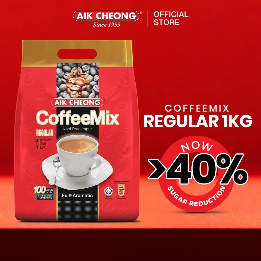 AIK CHEONG Coffee Mix 3 in 1 (1.8kg) - Regular (18g x 100's)