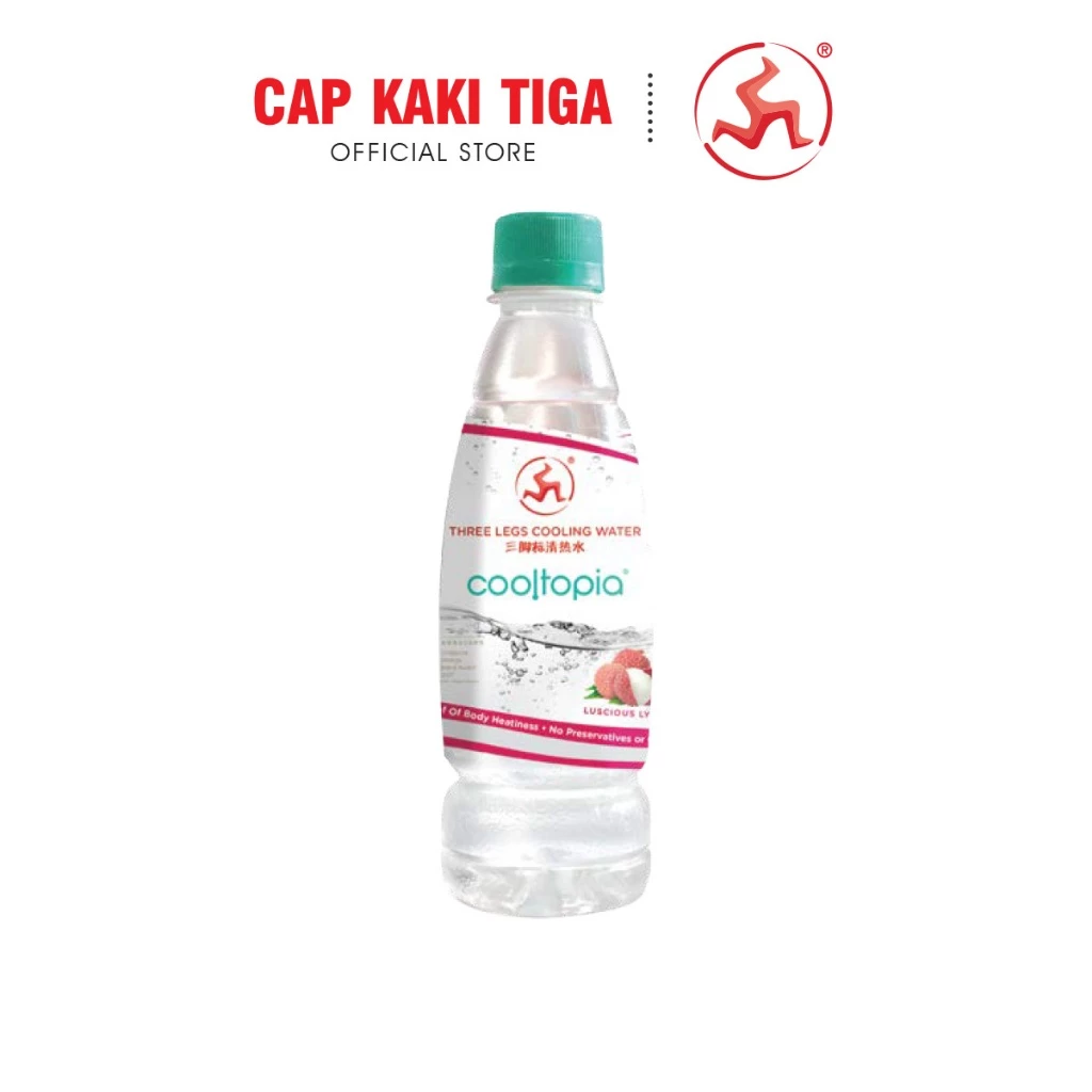 Cap Kaki Tiga Air Peyejuk Badan Cooltopia Perisa Laici - Cooling Water Lychee (320ml x 24)