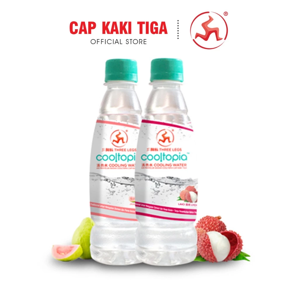 Cap Kaki Tiga Air Peyejuk Badan Cooltopia Perisa Laici - Cooling Water Lychee (320ml x 24)