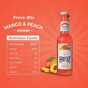 Freez Mix Soda Drinks Mango and Peach 24 bottle