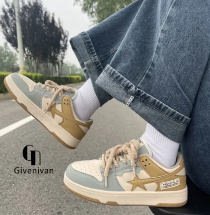 Givenivan 2024 new Japanese college style star white shoes women's flat bottom all-match casual sneakers sneakers