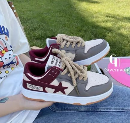 Givenivan 2024 new Japanese college style star white shoes women's flat bottom all-match casual sneakers sneakers