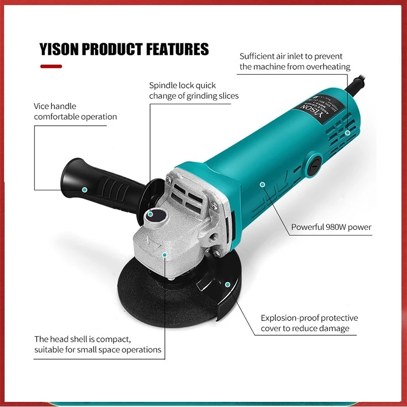 REAIM 1600W Impact Drill +1450W Angle Grinder High Power Tool Set Impact Wrench Drill Tool