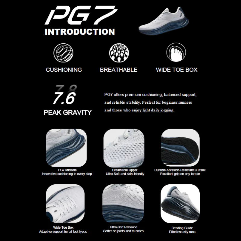 ANTA Men PG7 Travel 2 Running Shoes - Granule Gray/Sea Ink Blue (Kasut Larian Lelaki)