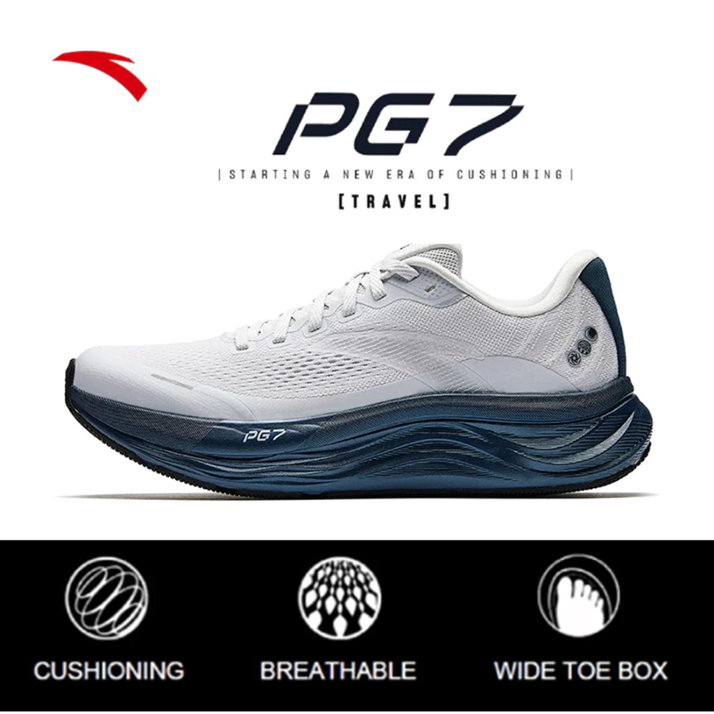 ANTA Men PG7 Travel 2 Running Shoes - Granule Gray/Sea Ink Blue (Kasut Larian Lelaki)