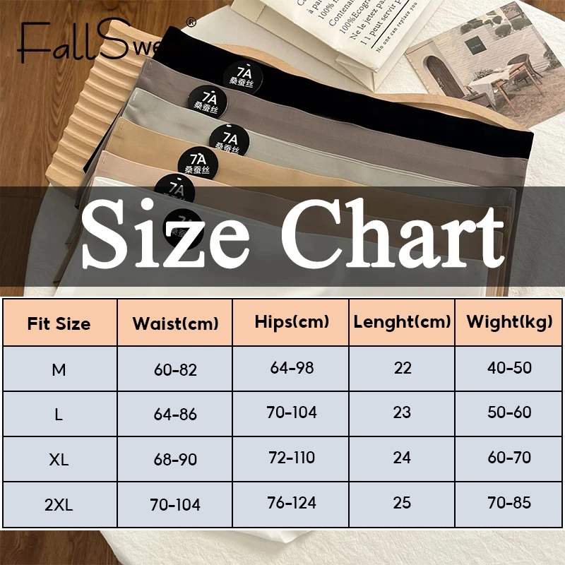 FallSweet 3PCS Women's Ice Silk Underwear Luxury High Waist Briefs Soft Breathable Mulberry Silk Crotch Seamless Panties