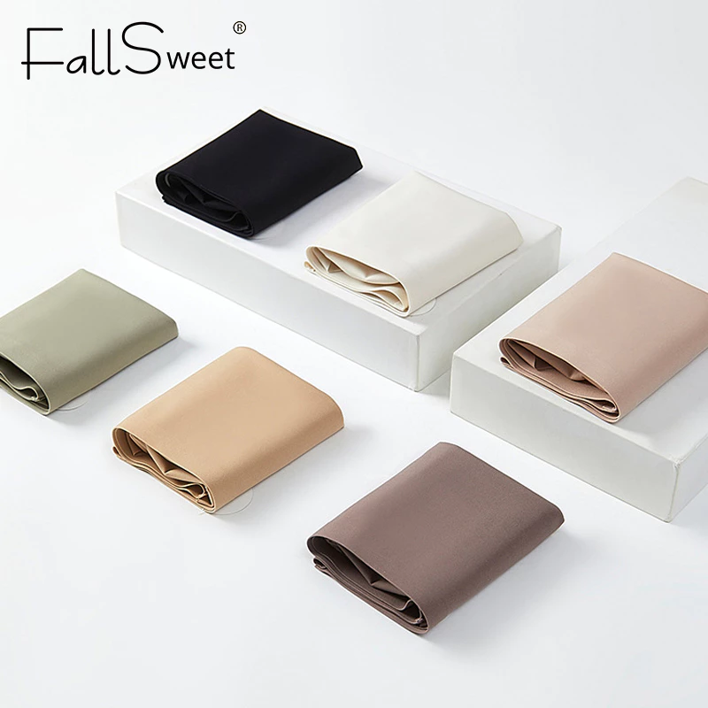 FallSweet 3PCS Women's Ice Silk Underwear Luxury High Waist Briefs Soft Breathable Mulberry Silk Crotch Seamless Panties