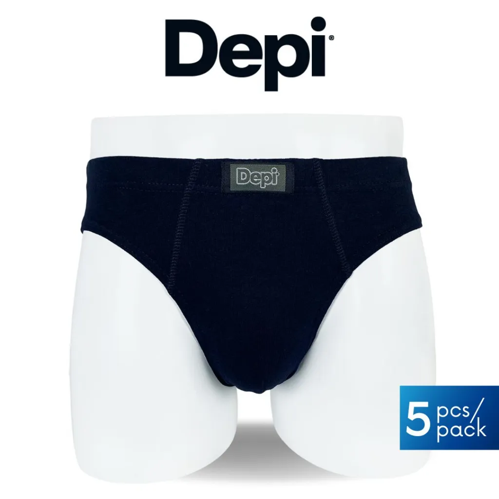 (5 Pcs) Depi Men’s Brief Underwear 100% Cotton | Assorted Colors | Soft & Breathable | 1BB1501