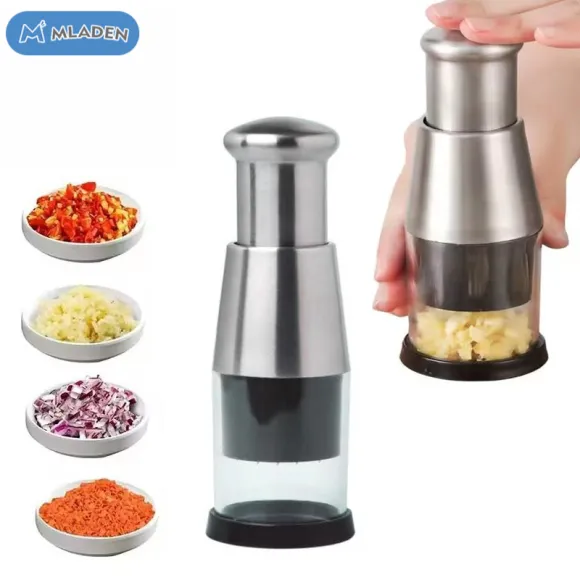 MLADEN Stainless Steel Hand Pressure Garlic Cutter Onion Chopper Manual Food Processor Blender