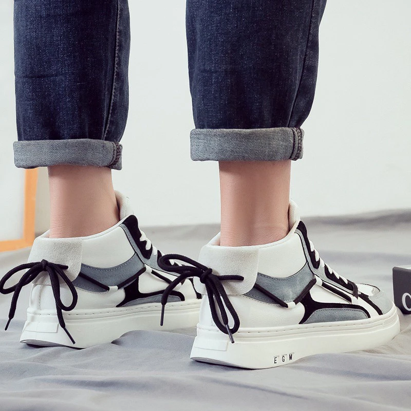 2025 New high-top men sports board shoes fashion men's shoes versatile casual canvas small white tide shoes cloth shoes