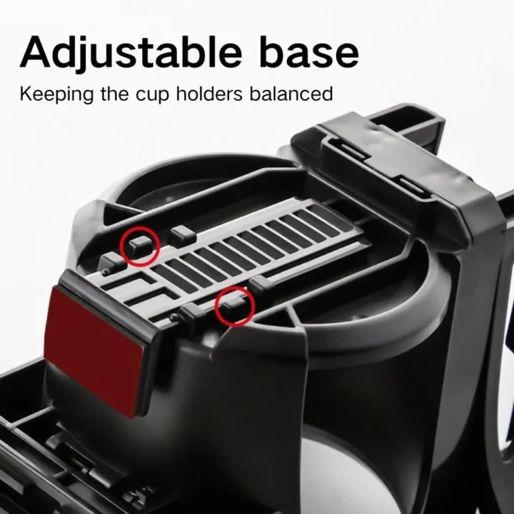 2-in-1 Universal Car Cup Holder Expander with Phone Holder - 360° Rotation Adjustable Drink Caddy for Cups & Glass Bottles, Automotive Accessory