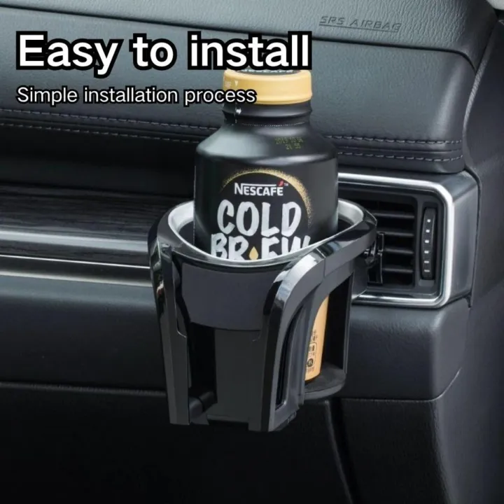 2-in-1 Universal Car Cup Holder Expander with Phone Holder - 360° Rotation Adjustable Drink Caddy for Cups & Glass Bottles, Automotive Accessory