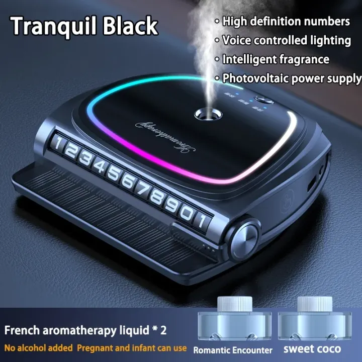 Solar car fragrance car perfume atmosphere light spray high-end men parking mobile number plate 2025 new