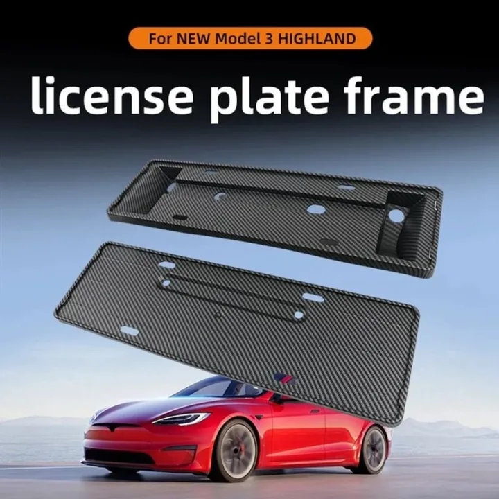 PA Premium Tesla Car Number Plate / Licence plate Frame Model 3 2024 highland Model Y Car Interior Decoration Supplies