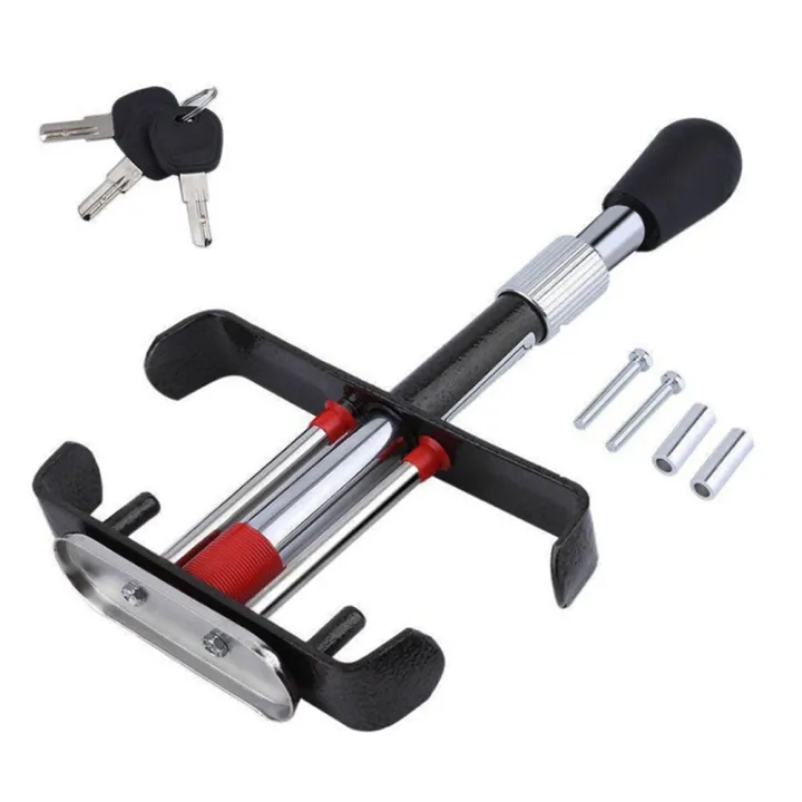 Car Anti-Theft Lock Retractable Foot Pedal Clutch Lock Heavy Duty Brake Pedal Lock with 3 Keys for Car Truck SUV Van