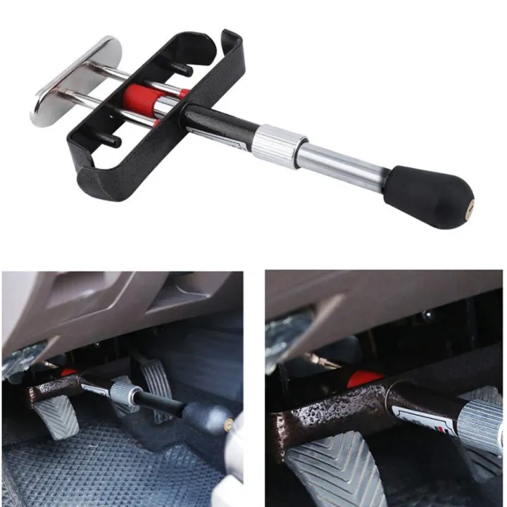 Car Anti-Theft Lock Retractable Foot Pedal Clutch Lock Heavy Duty Brake Pedal Lock with 3 Keys for Car Truck SUV Van