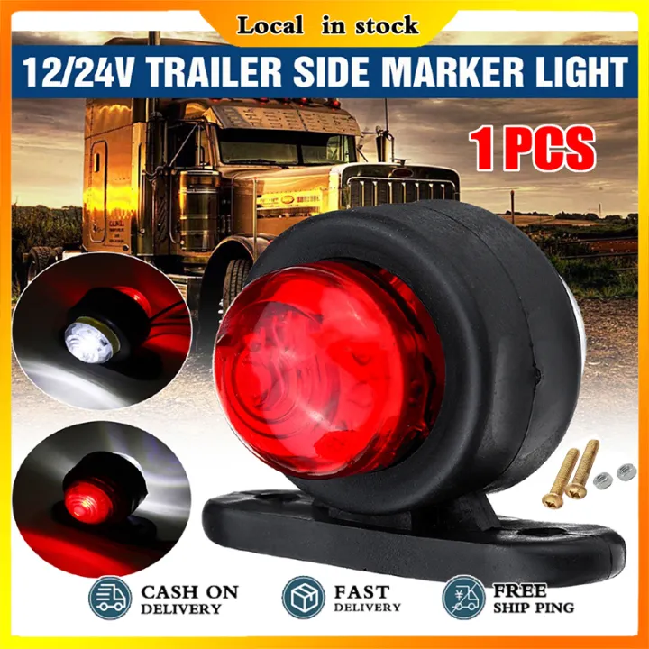 LED SIDE LAMP 12V 24V WITH SKRU RED WHITE SIDE MARKER SIGNAL LIGHT LAMPU LORI TRAILER TRUCK